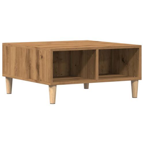 Table basse chêne artisanal 60x60x30 cm bois d'ingénierie - Photo n°2; ?>