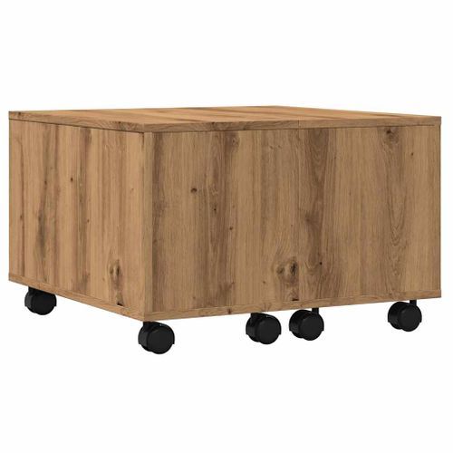 Table basse chêne artisanal 60x60x38 cm bois d'ingénierie - Photo n°2; ?>