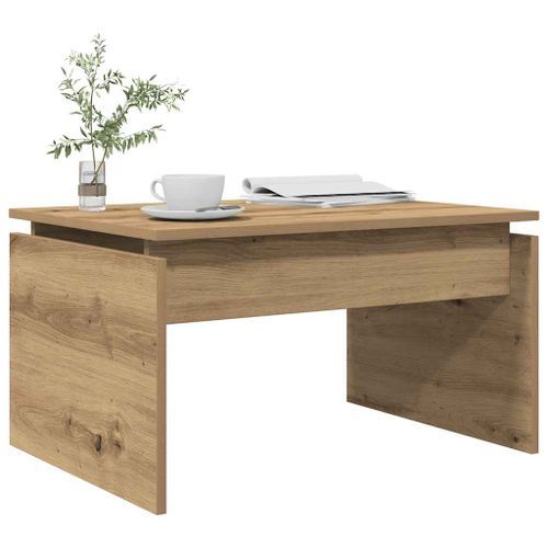 Table basse chêne artisanal 68x50x38 cm bois d'ingénierie - Photo n°3; ?>