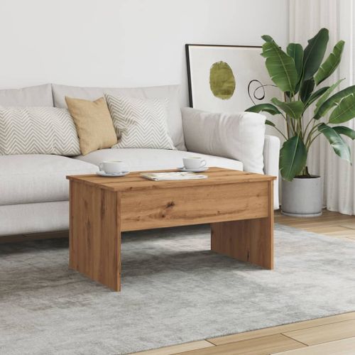 Table basse chêne artisanal 80x50,5x41,5 cm bois d'ingénierie - Photo n°3; ?>