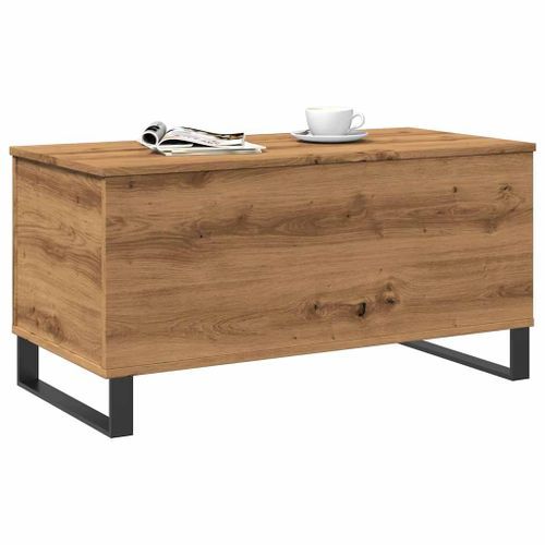 Table basse chêne artisanal 90x44,5x45 cm bois d'ingénierie - Photo n°3; ?>