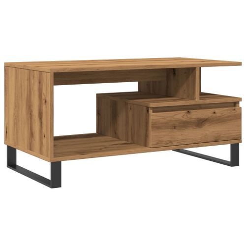 Table basse chêne artisanal 90x49x45 cm bois d'ingénierie - Photo n°2; ?>