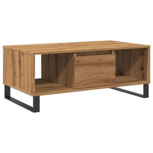 Table basse chêne artisanal 90x50x36,5 cm bois d'ingénierie - Photo n°2; ?>