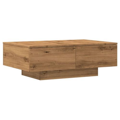 Table basse chêne artisanal 90x60x31 cm bois d'ingénierie - Photo n°2; ?>