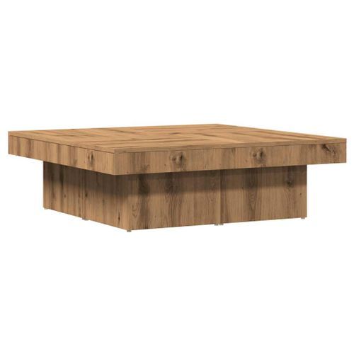 Table basse chêne artisanal 90x90x28 cm bois d'ingénierie - Photo n°2; ?>