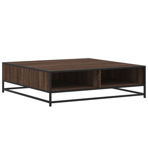 Table basse chêne marron 100x100x30 cm bois d'ingénierie/métal - Photo n°2; ?>