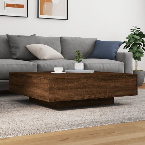 Table basse chêne marron 100x100x31 cm bois d'ingénierie - Photo n°3; ?>