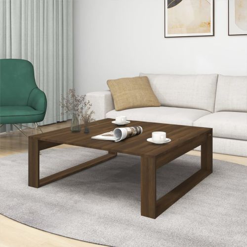 Table basse Chêne marron 100x100x35 cm Bois d'ingénierie - Photo n°3; ?>