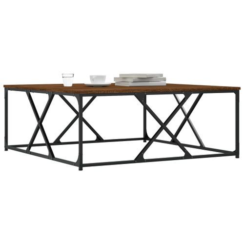 Table basse chêne marron 100x100x40 cm bois d'ingénierie - Photo n°3; ?>