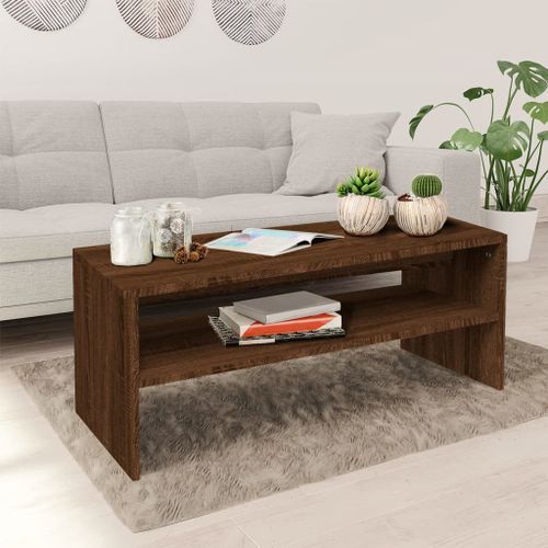 Table basse Chêne marron 100x40x40 cm Bois d'ingénierie - Photo n°2; ?>