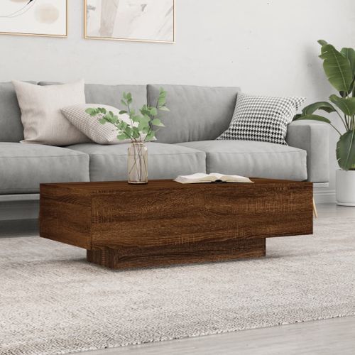 Table basse chêne marron 100x49,5x31 cm bois d'ingénierie - Photo n°2; ?>