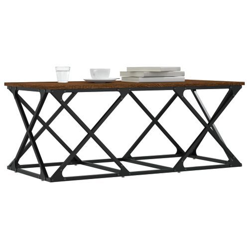 Table basse chêne marron 100x49x40 cm bois d'ingénierie - Photo n°3; ?>