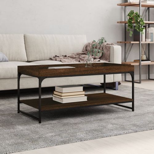 Table basse chêne marron 100x49x45 cm bois d'ingénierie - Photo n°2; ?>