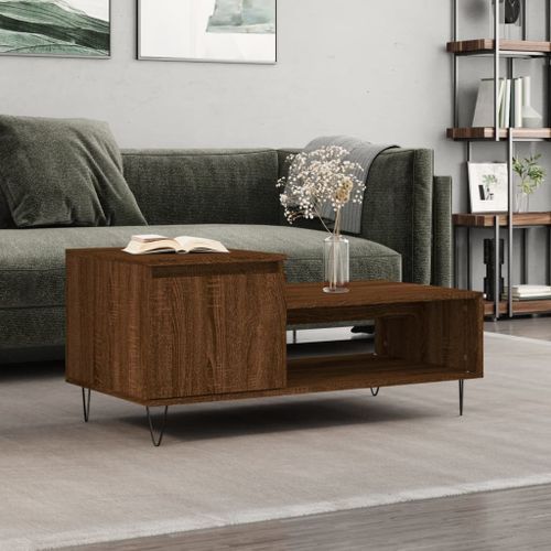 Table basse Chêne marron 100x50x45 cm Bois d'ingénierie - Photo n°2; ?>