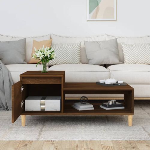 Table basse Chêne marron 100x50x45 cm Bois d'ingénierie - Photo n°3; ?>