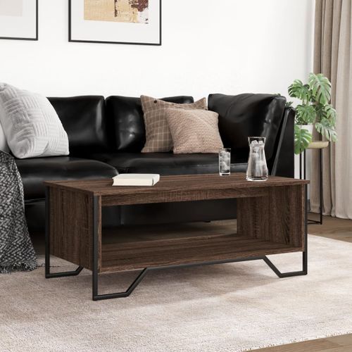 Table basse chêne marron 100x51x40 cm bois d'ingénierie - Photo n°3; ?>