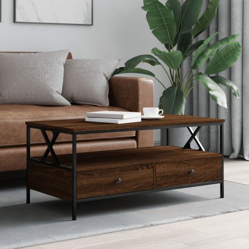 Table basse chêne marron 100x51x45 cm bois d'ingénierie - Photo n°2; ?>