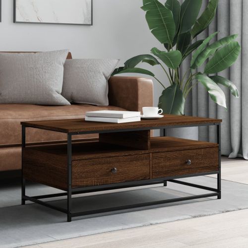 Table basse chêne marron 100x51x45 cm bois d'ingénierie - Photo n°2; ?>