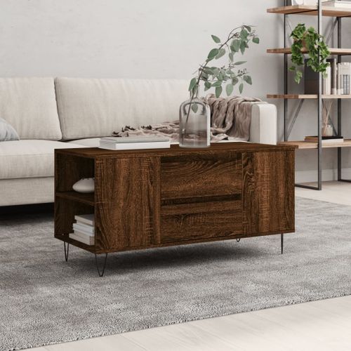 Table basse chêne marron 102x44,5x50 cm bois d'ingénierie - Photo n°2; ?>