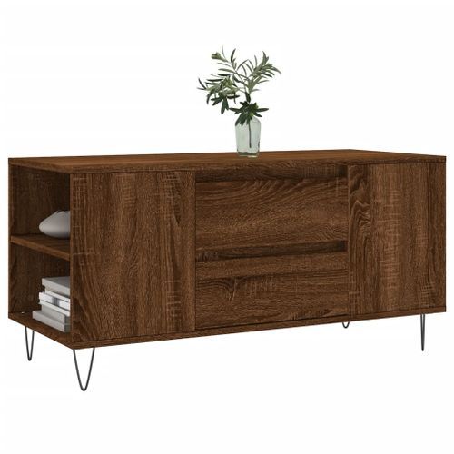 Table basse chêne marron 102x44,5x50 cm bois d'ingénierie - Photo n°3; ?>