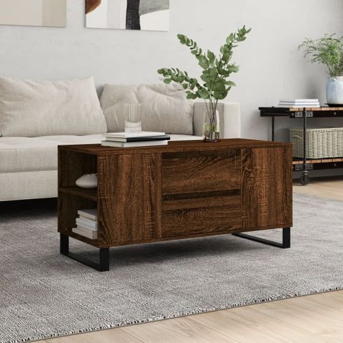 Table basse chêne marron 102x44,5x50 cm bois d'ingénierie - Photo n°2; ?>