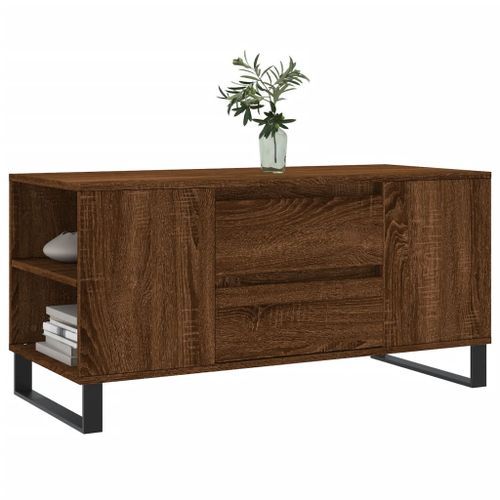 Table basse chêne marron 102x44,5x50 cm bois d'ingénierie - Photo n°3; ?>