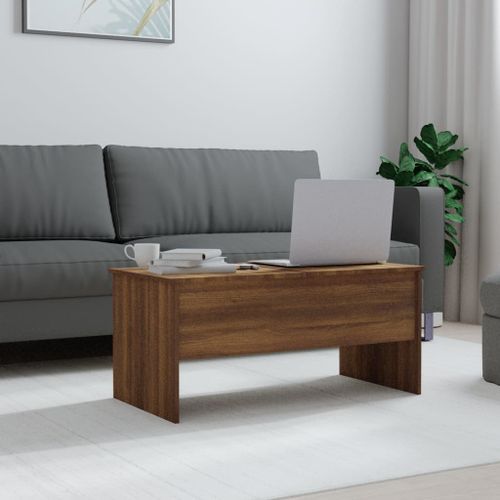 Table basse Chêne marron 102x50,5x46,5 cm Bois d'ingénierie - Photo n°3; ?>