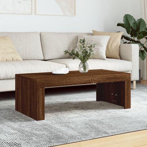 Table basse chêne marron 102x50x36 cm bois d'ingénierie - Photo n°2; ?>