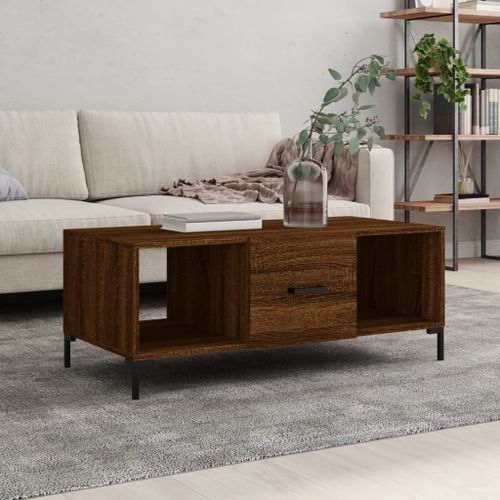 Table basse chêne marron 102x50x40 cm bois d'ingénierie - Photo n°2; ?>