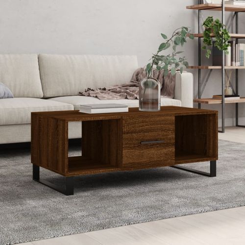 Table basse chêne marron 102x50x40 cm bois d'ingénierie - Photo n°2; ?>