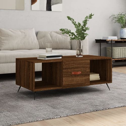 Table basse chêne marron 102x50x40 cm bois d'ingénierie - Photo n°2; ?>