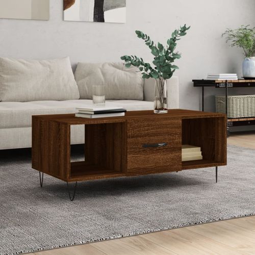 Table basse chêne marron 102x50x40 cm bois d'ingénierie - Photo n°2; ?>