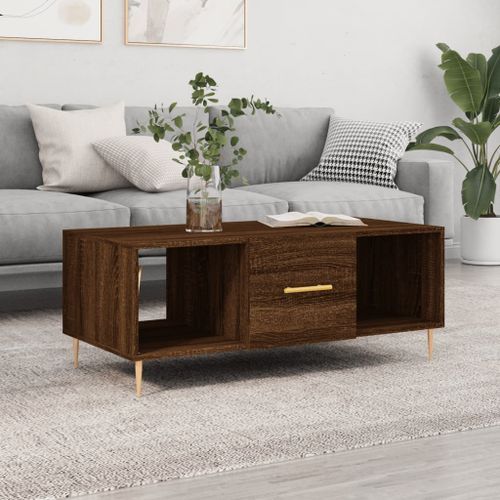 Table basse chêne marron 102x50x40 cm bois d'ingénierie - Photo n°2; ?>