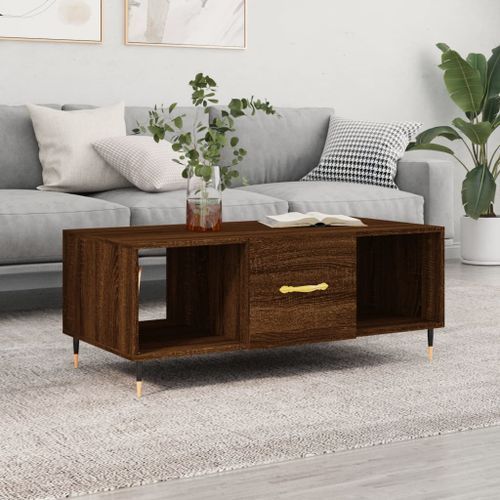 Table basse chêne marron 102x50x40 cm bois d'ingénierie - Photo n°2; ?>