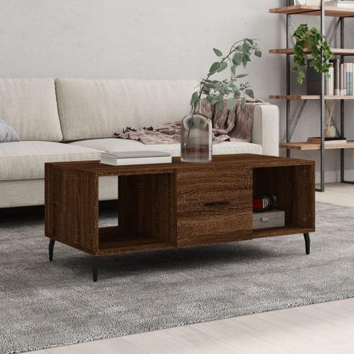 Table basse chêne marron 102x50x40 cm bois d'ingénierie - Photo n°2; ?>