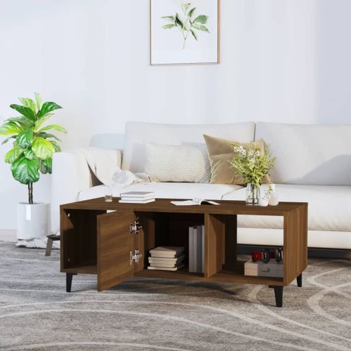 Table basse Chêne marron 102x50x40 cm Bois d'ingénierie - Photo n°3; ?>