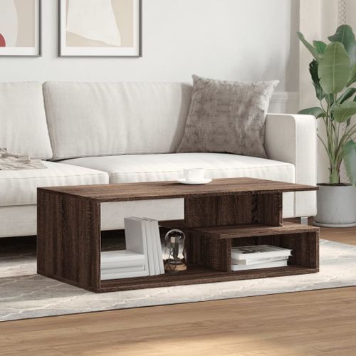 Table basse chêne marron 102x55x35 cm bois d'ingénierie - Photo n°3; ?>