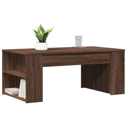 Table basse chêne marron 102x55x42 cm bois d'ingénierie - Photo n°3; ?>