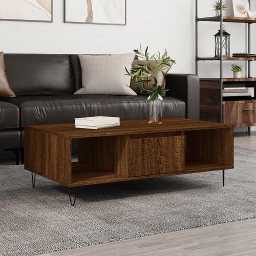 Table basse chêne marron 104x60x35 cm bois d'ingénierie - Photo n°2; ?>