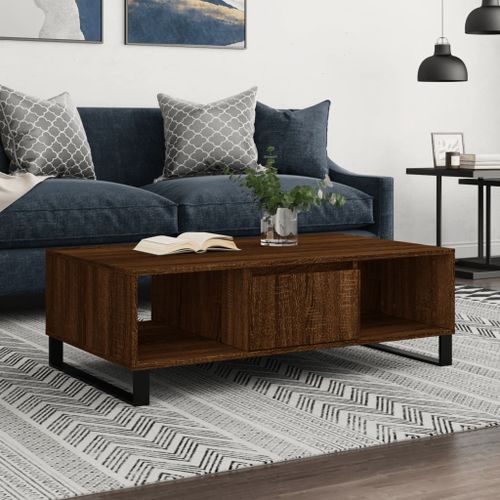 Table basse chêne marron 104x60x35 cm bois d'ingénierie - Photo n°2; ?>