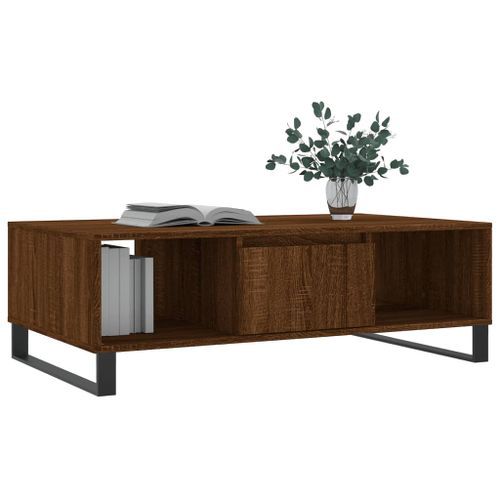 Table basse chêne marron 104x60x35 cm bois d'ingénierie - Photo n°3; ?>