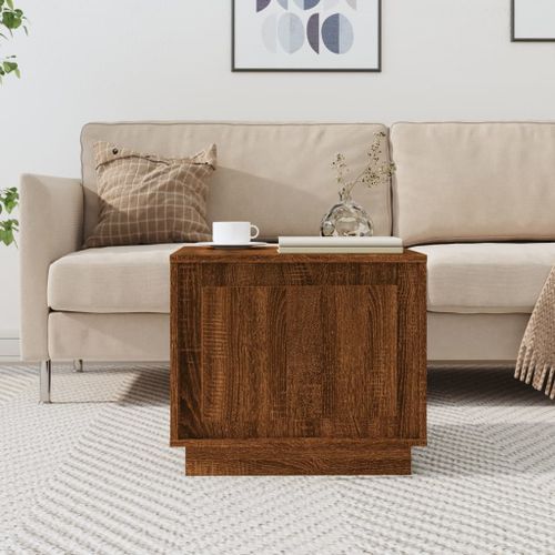 Table basse chêne marron 51x50x44 cm bois d'ingénierie - Photo n°2; ?>