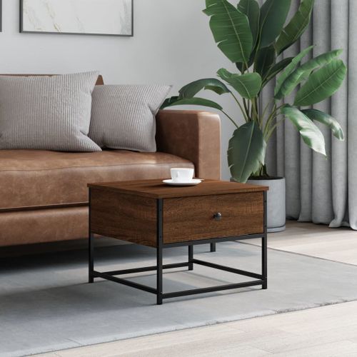 Table basse chêne marron 51x51x40 cm bois d'ingénierie - Photo n°2; ?>