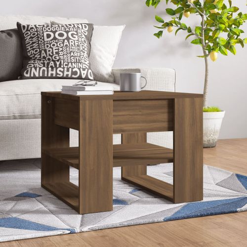 Table basse Chêne marron 55,5x55x45 cm Bois d'ingénierie - Photo n°2; ?>