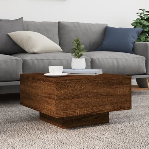 Table basse chêne marron 55x55x31 cm bois d'ingénierie - Photo n°3; ?>