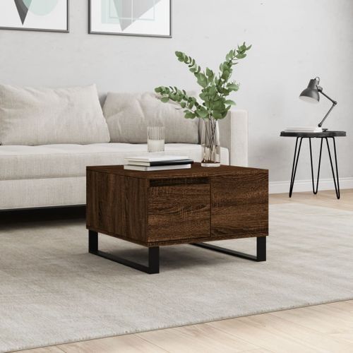 Table basse chêne marron 55x55x36,5 cm bois d'ingénierie - Photo n°2; ?>