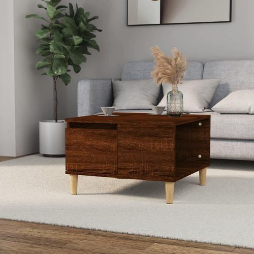 Table basse chêne marron 55x55x36,5 cm bois d'ingénierie - Photo n°2; ?>