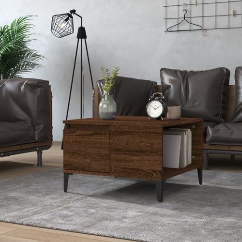 Table basse chêne marron 55x55x36,5 cm bois d'ingénierie - Photo n°2; ?>