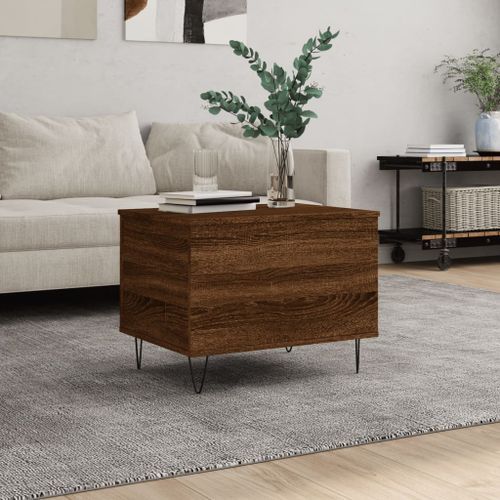 Table basse Chêne marron 60x44,5x45 cm Bois d'ingénierie - Photo n°2; ?>