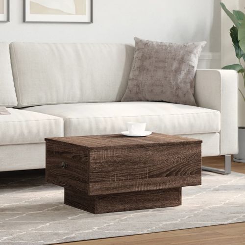 Table basse chêne marron 60x45x31 cm bois d'ingénierie - Photo n°3; ?>